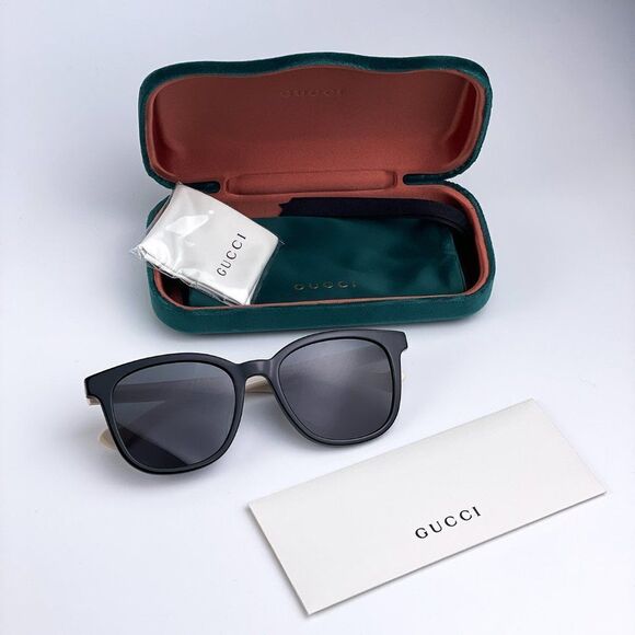 NEW GUCCI LOGO GG1001SK 003 Black White Gray Rectangle Women Sunglasses - Picture 9 of 12